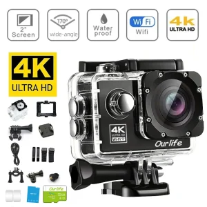 Action Camera Ultra HD 4K30FPS 16.0MP Wi-Fi 2.0" Screen 170D DVR Webcam Underwater 30M Helmet Video Recording Sport Camera