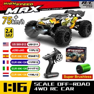 4WD RC Car With LED Light 2.4G Remote Control Cars High Speed Drift Monster Truck for Children Gift